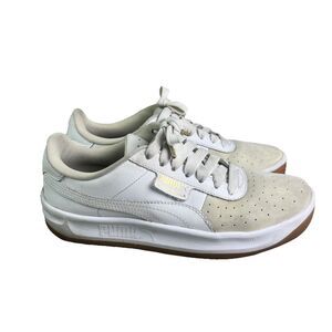 Puma California Exotic Womens Size 7 White Beige Athletic Leather Shoes Sneakers